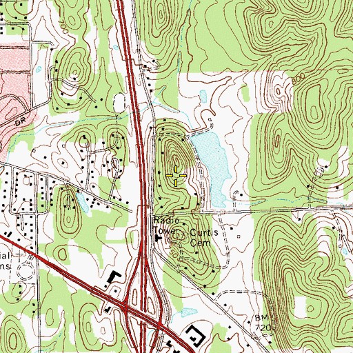 Topographic Map of Roberts Lake Dam, GA