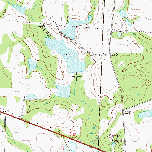 Topographic Map of Evans Lake, GA