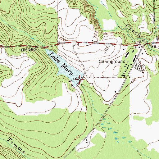 Topographic Map of Lake Mary Dam, GA