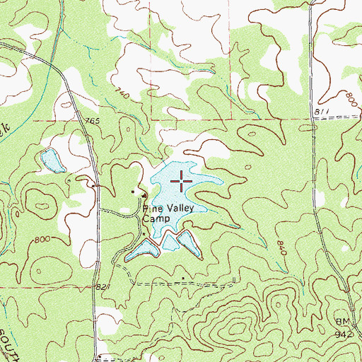 Topographic Map of Pine Valley Camp Lake Dam, GA