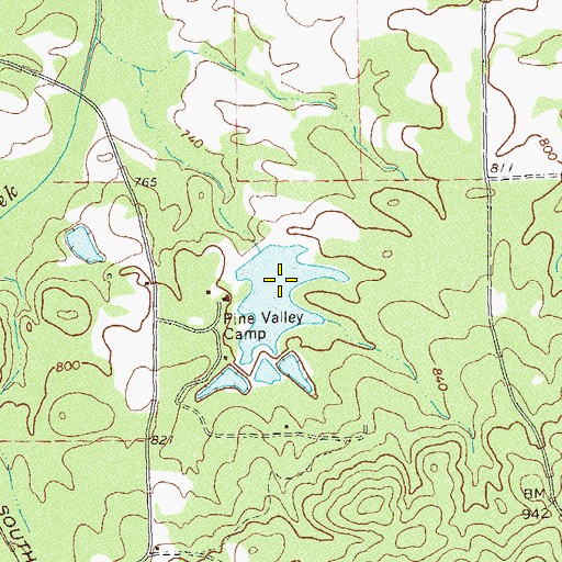 Topographic Map of Pine Valley Camp Lake Dam, GA