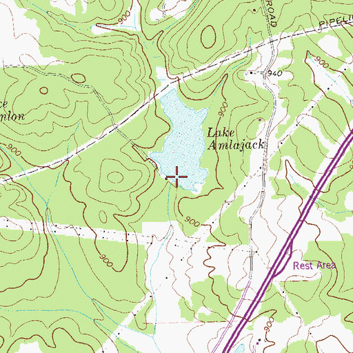 Topographic Map of Lake Amlajack Dam, GA