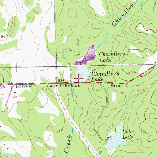 Topographic Map of Chandlers Lake Dam, GA