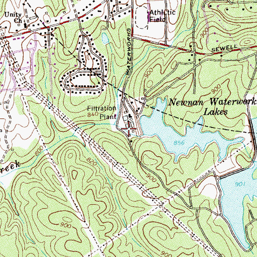 Topographic Map of Newnan Waterworks Dam Number One, GA