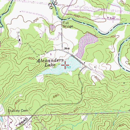 Topographic Map of Upper Alexander Lake, GA