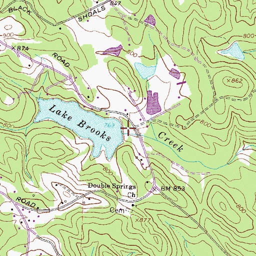 Topographic Map of Lake Brooks Dam, GA