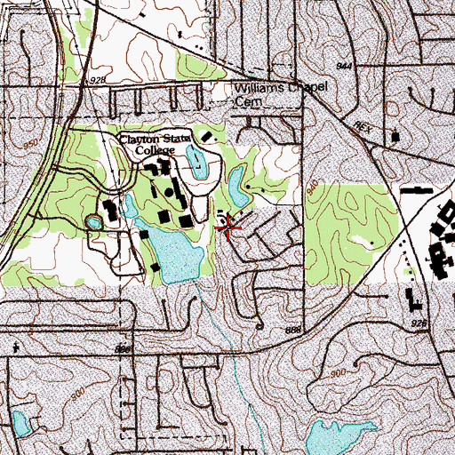 Topographic Map of Clayton Junior College Lake Dam, GA