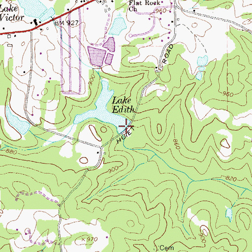 Topographic Map of Lake Edith Dam, GA