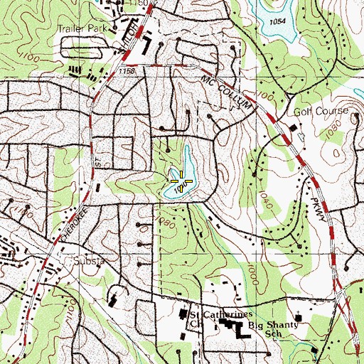 Topographic Map of Pinetree Country Club Lake, GA
