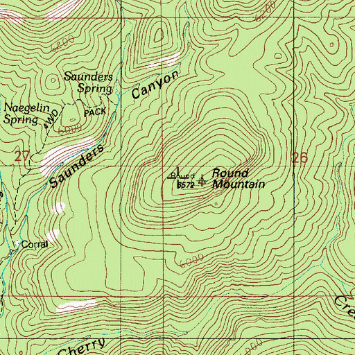 Topographic Map of Round Mountain, AZ