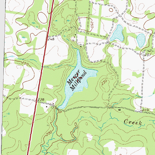 Topographic Map of Mercer Millpond Dam, GA