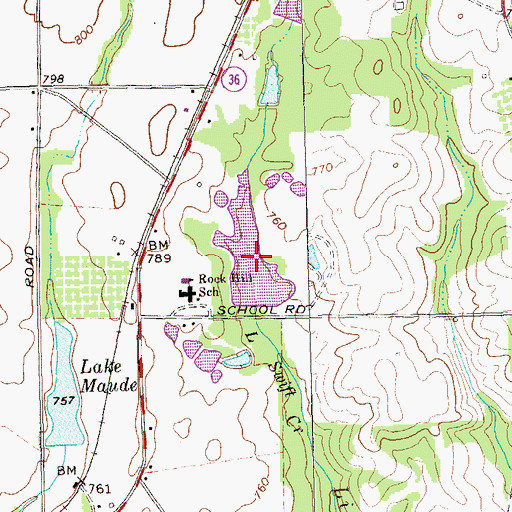 Topographic Map of Bickley Lake, GA