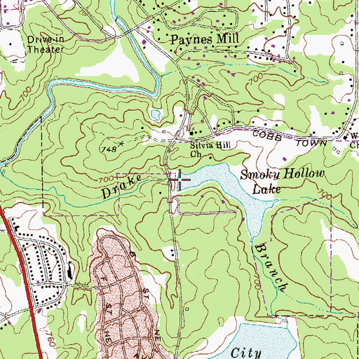 Topographic Map of Smokey Hollow Lake Dam, GA