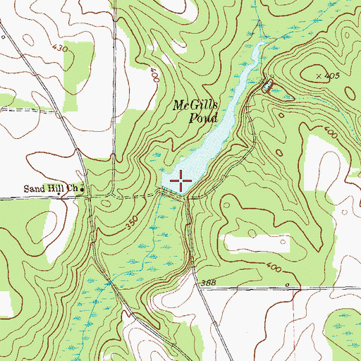 Topographic Map of McGills Pond Dam, GA