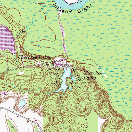 Topographic Map of Cherokee Lakes Dam West, GA