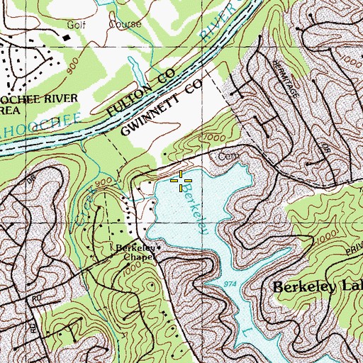 Topographic Map of Berkley Lake Dam, GA