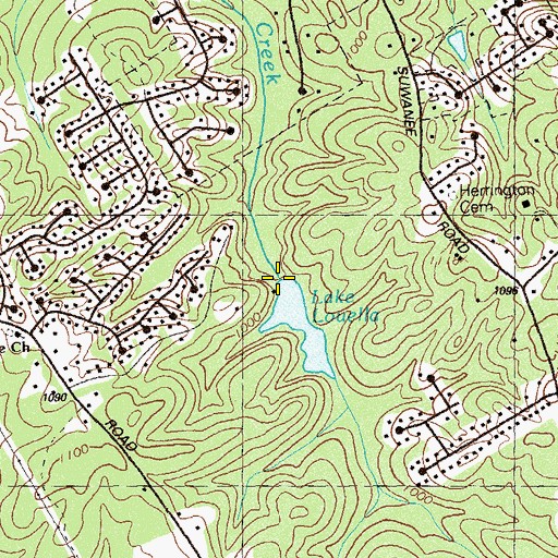 Topographic Map of Lake Louella Dam, GA