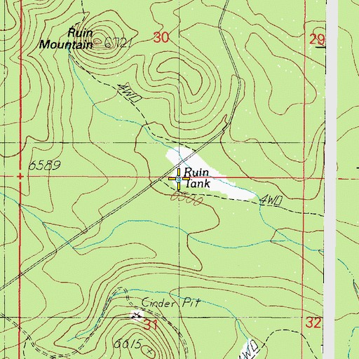 Topographic Map of Ruin Tank, AZ