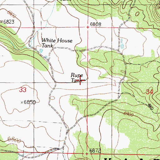 Topographic Map of Rupe Tank, AZ
