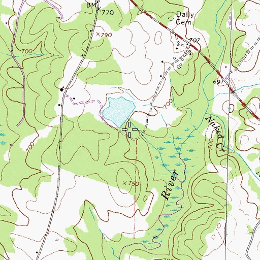 Topographic Map of Whitley Dam, GA