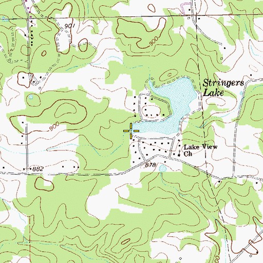 Topographic Map of Stringers Lake Dam, GA