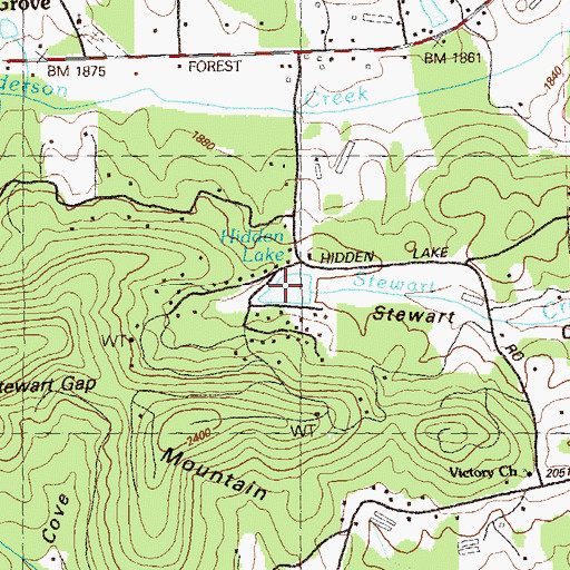 Topographic Map of Hidden Lake Dam, GA