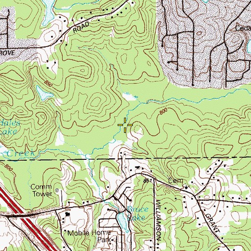 Topographic Map of Crawford Lake Dam, GA