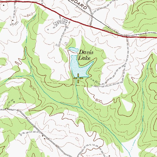 Topographic Map of Davis Lake Dam, GA