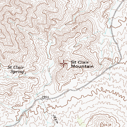 Topographic Map of Saint Clair Mountain, AZ