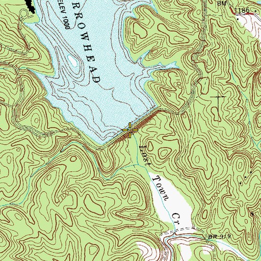 Topographic Map of Lake Arrowhead Dam, GA