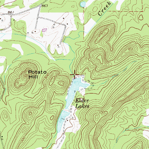Topographic Map of Lower Elder Lake Dam, GA
