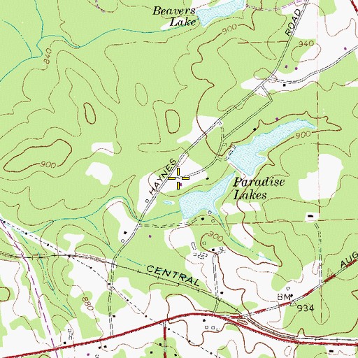 Topographic Map of South Paradise Lake Dam, GA
