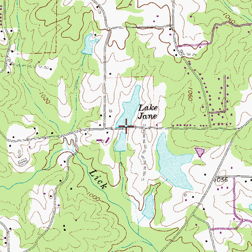 Topographic Map of Lake Jane Dam, GA