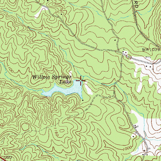 Topographic Map of Willow Springs Lake Dam, GA