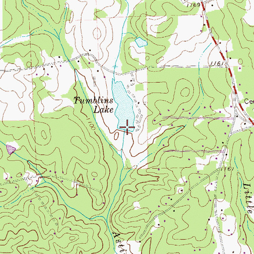 Topographic Map of Tumblins Lake Dam, GA
