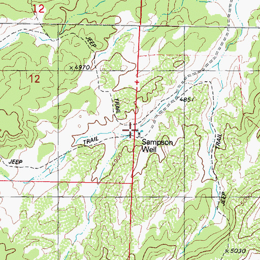 Topographic Map of Sampson Well, AZ