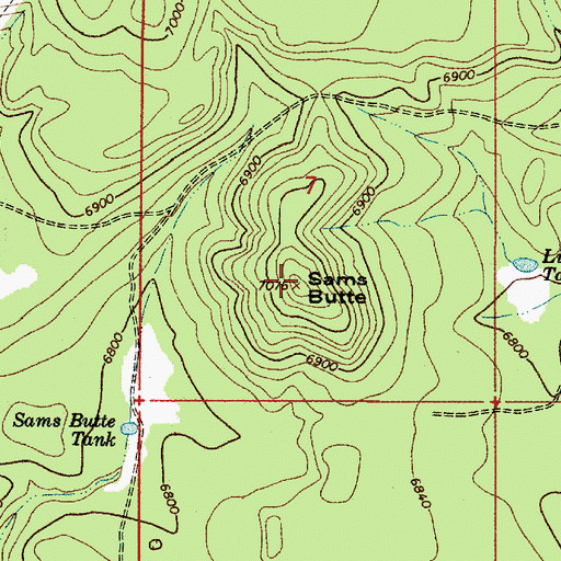 Topographic Map of Sams Butte, AZ
