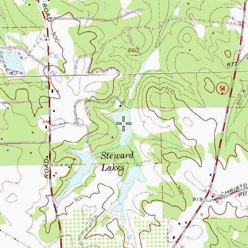 Topographic Map of North Steward Lake, GA