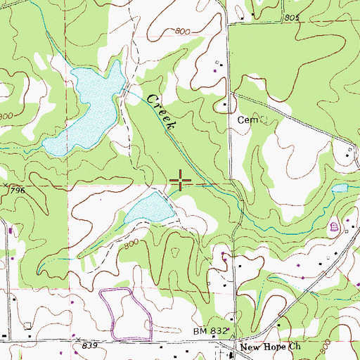 Topographic Map of Leach Lake Dam, GA