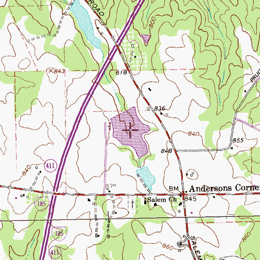 Topographic Map of Champion Lake, GA