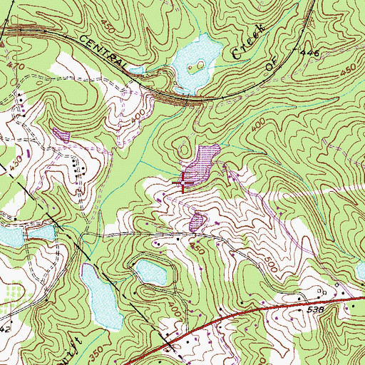 Topographic Map of Cauley Lake Dam, GA