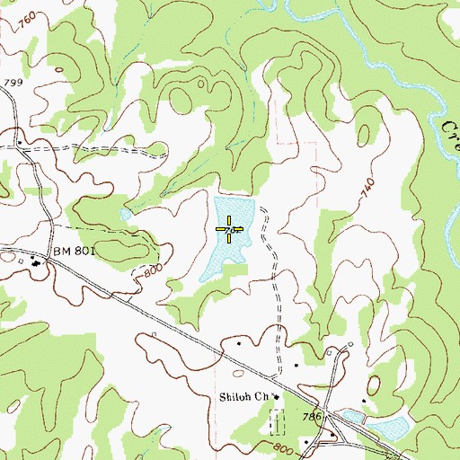 Topographic Map of Moss Lake, GA