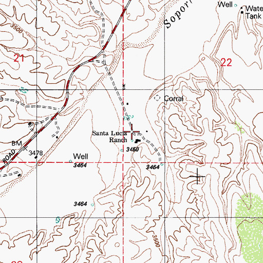 Topographic Map of Santa Lucia Ranch, AZ