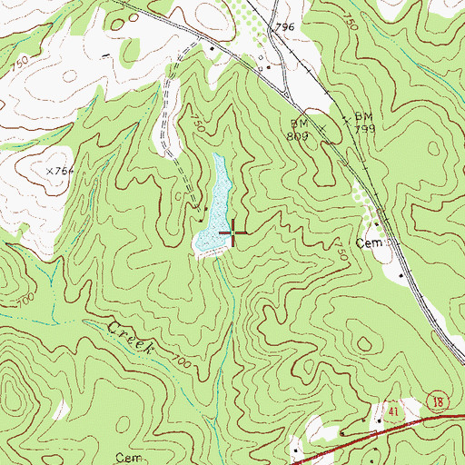 Topographic Map of Davis Lake Dam, GA