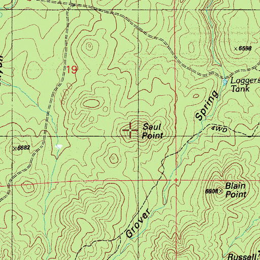 Topographic Map of Saul Point, AZ