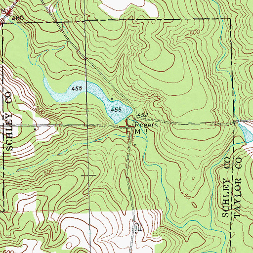 Topographic Map of Rogers Mill Dam, GA