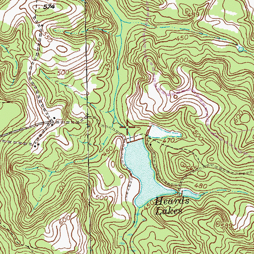 Topographic Map of Heards Lake Dam, GA