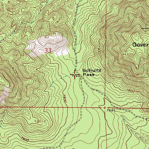 Topographic Map of Schultz Pass, AZ