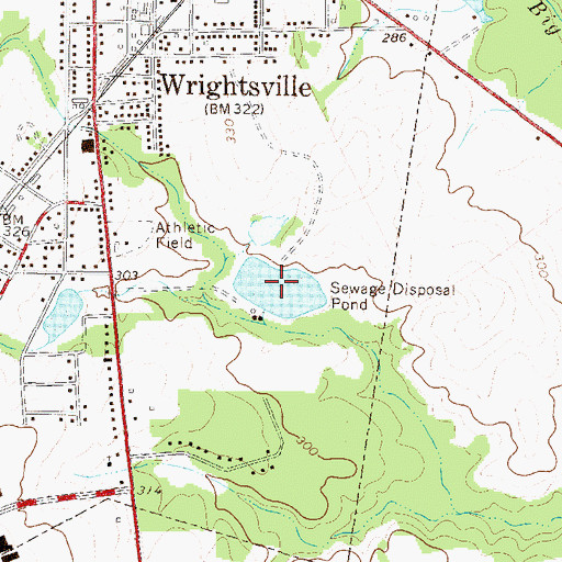 Topographic Map of Wrightsville Sewage Disposal Pond, GA
