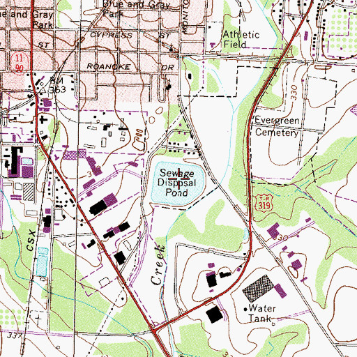 Topographic Map of Fitzgerald City Lake, GA